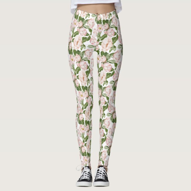 Leggings Flor verde rosa (Anverso)