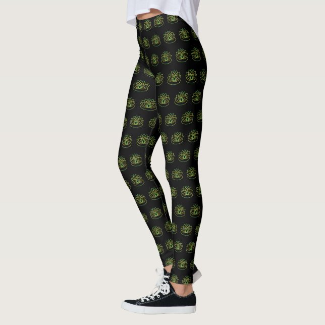 Leggings Flor verde y amarilla de Lotus (Izquierda)