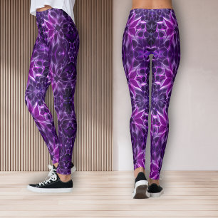 Leggings Flor violeta profunda fractal hipnótica