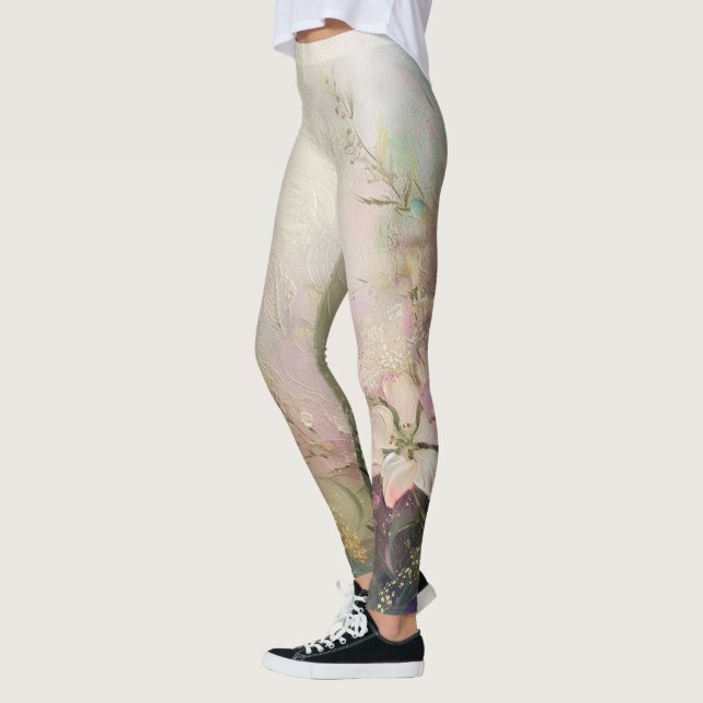 Leggings Flora blanca rosada tropical (Izquierda)