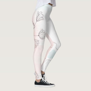 Leggings Flora de acuarela rosa romántica