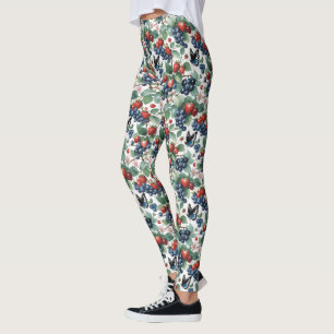 Leggings Flora de arándanos y mariposas
