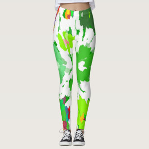 Leggings Flora de arte pop acuarela