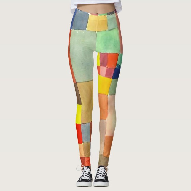 Leggings Flora en arena de Paul Klee, arte abstracto (Anverso)