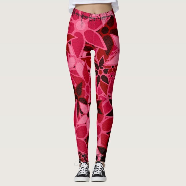 Leggings Flora rosa caliente (Anverso)