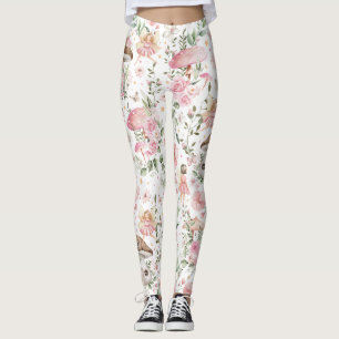 Leggings Flora rosa rosa del bosque encantada de hadas capr
