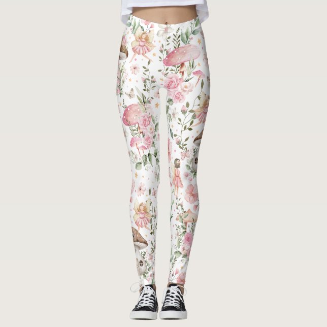Leggings Flora rosa rosa del bosque encantada de hadas capr (Anverso)