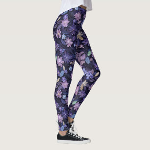 Leggings Floraciones con remolinos morados