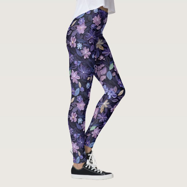 Leggings Floraciones con remolinos morados (Derecha)