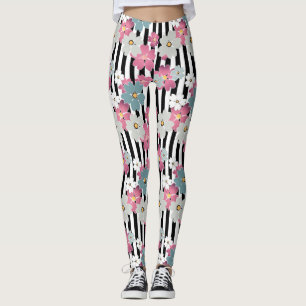 Leggings Floral, a rayas