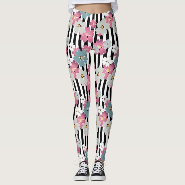 Leggings Floral, a rayas (Anverso)