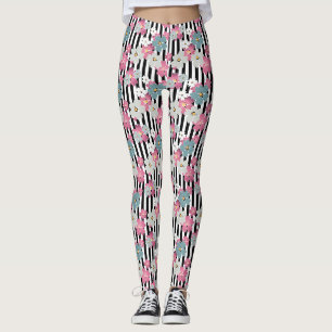 Leggings Floral, a rayas