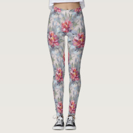 Leggings Floral Abstract Paint Pattern – Artistic Modern 