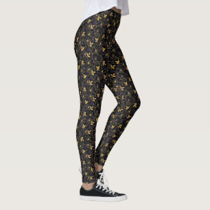 Leggings Floral abstracta amarilla, púrpura y rosa india