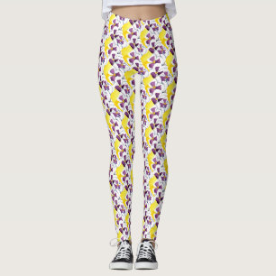 Leggings Floral abstracta con baldosas divertidas a base de