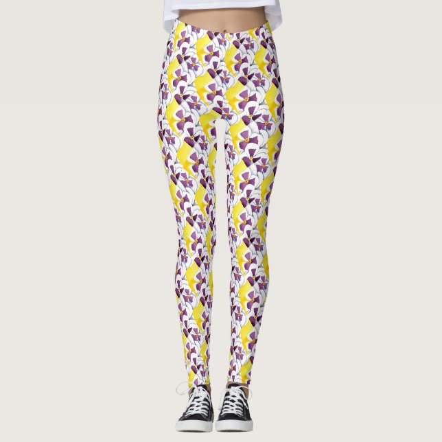 Leggings Floral abstracta con baldosas divertidas a base de (Anverso)