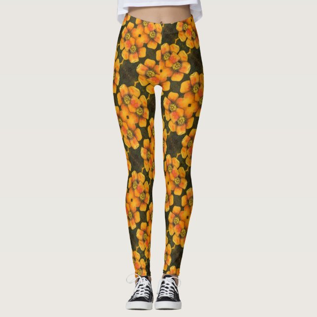 Leggings Floral abstracta con baldosas divertidas a base de (Anverso)