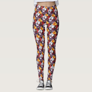 Leggings Floral abstracta con baldosas divertidas a base de