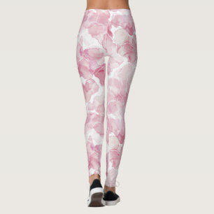 Leggings Floral abstracto blanco rosa