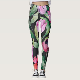 Leggings Floral acuarela, hermoso patrón sin fisuras.