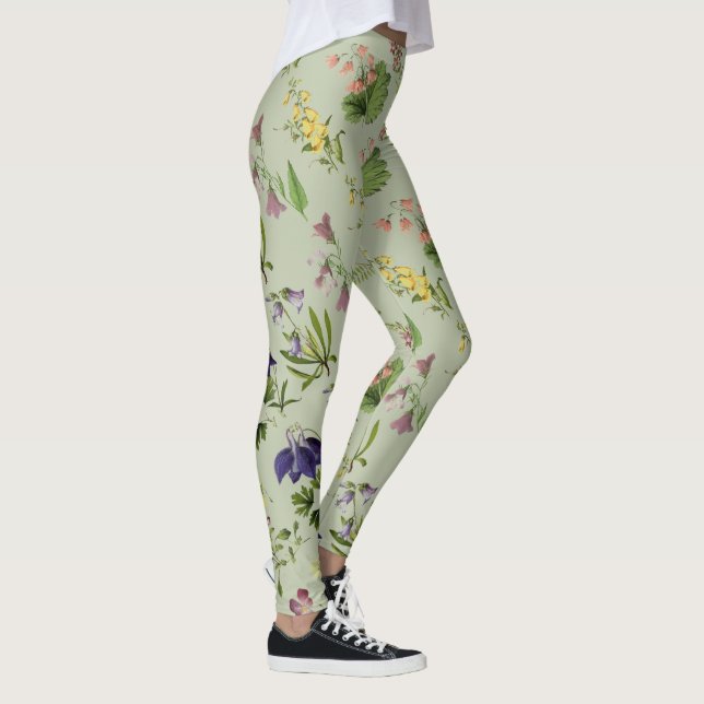 Leggings Floral alpino botánico por todo la impresión (Derecha)