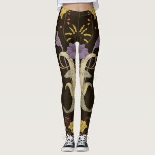 Leggings Floral Art Nouveau: Patrón de época