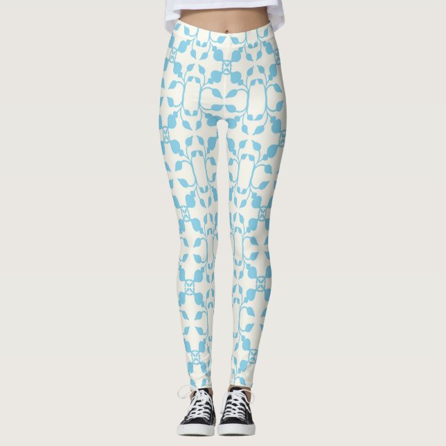 Leggings Floral azul simétrico (Anverso)