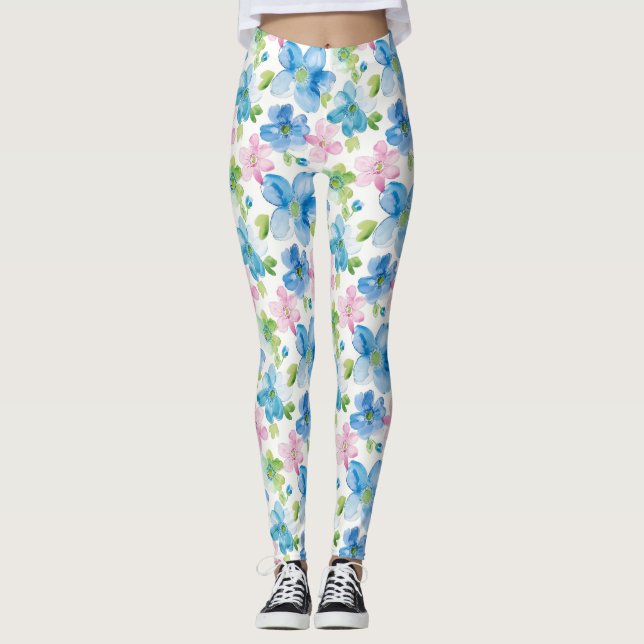 Leggings Floral azul verde rosa de moda (Anverso)