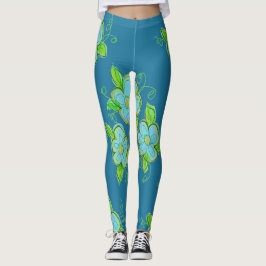 Leggings Floral azul y verde artsy