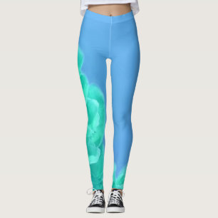 Leggings Floral azul y verde colorido