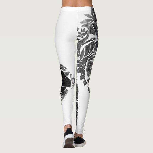 Leggings Floral blanca negra (Reverso)