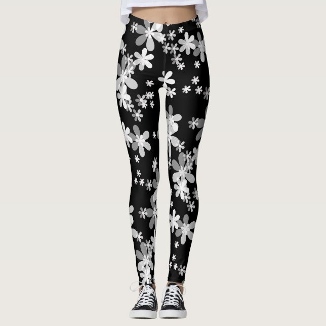 Leggings floral blanca negra (Anverso)
