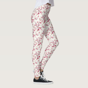 Leggings Floral bohemia rusa de primavera rosada Rubor