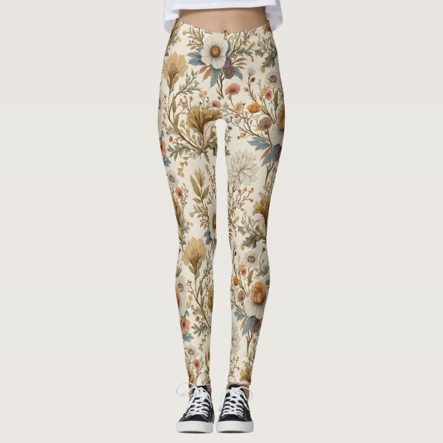 Leggings Floral boho en Beige (Anverso)