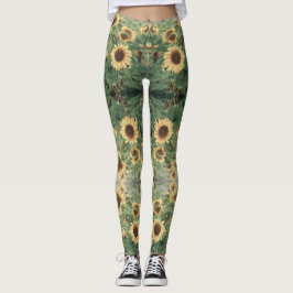 Leggings Floral Boho Hippie girasol