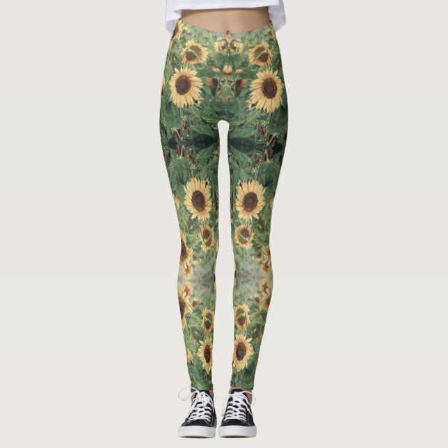 Leggings Floral Boho Hippie girasol (Anverso)