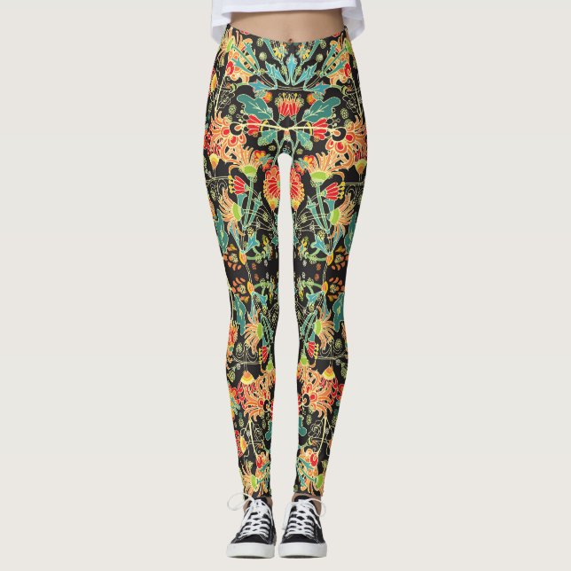 Leggings Floral caótica: patrón abstracto vintage. (Anverso)