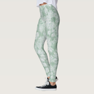 Leggings Floral Daisy Terciopelo Verde Menta
