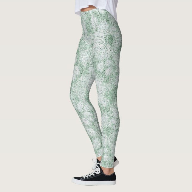 Leggings Floral Daisy Terciopelo Verde Menta  (Izquierda)