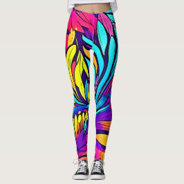 Leggings Floral de abstracto vibrante