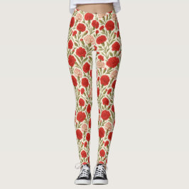 Leggings Floral de carnación roja botánica