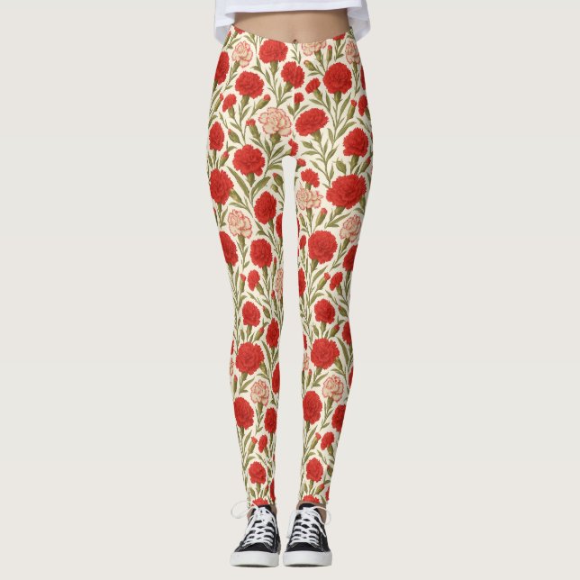 Leggings Floral de carnación roja botánica (Anverso)