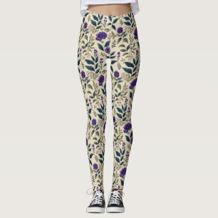 Leggings Floral de cosecha azul gentiana