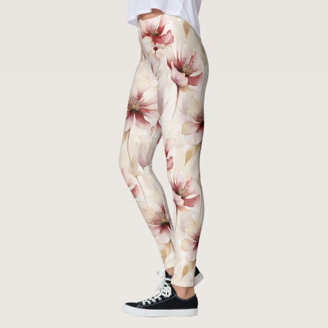Leggings Floral de crema de borgoña (Izquierda)