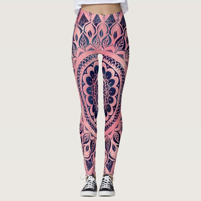 Leggings Floral de Mandala rosa Azul Girona (Anverso)