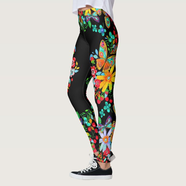Leggings Floral de mariposa bohemia (Izquierda)