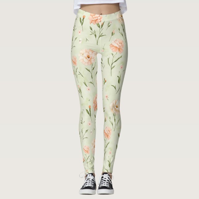 Leggings Floral de melocotón menta bonita (Anverso)