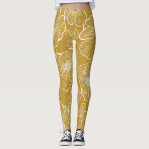 Leggings Floral de oro monocromo: Resumen sin problemas