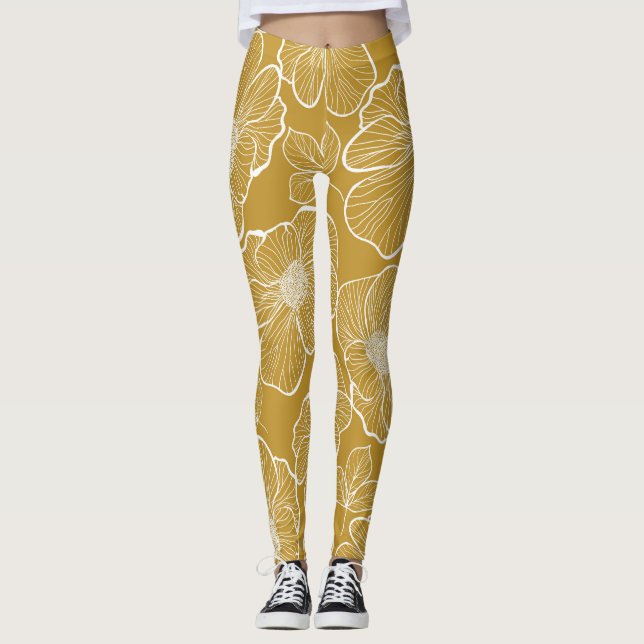 Leggings Floral de oro monocromo: Resumen sin problemas (Anverso)