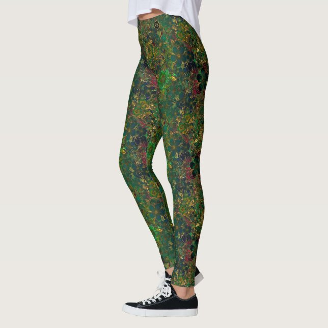 Leggings Floral de oro - Verde (Izquierda)